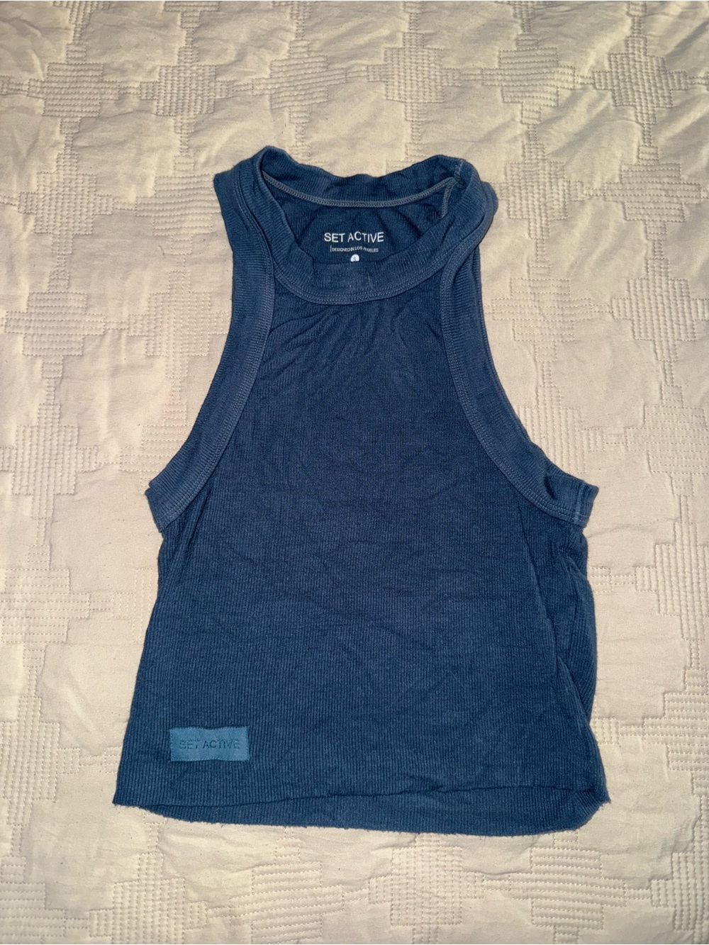 SET ACTIVE Ribbed High Neck Racerback Tank Top Small